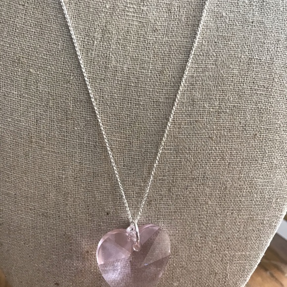 Swarovski pink crystal heart silver chain - Picture 5 of 6